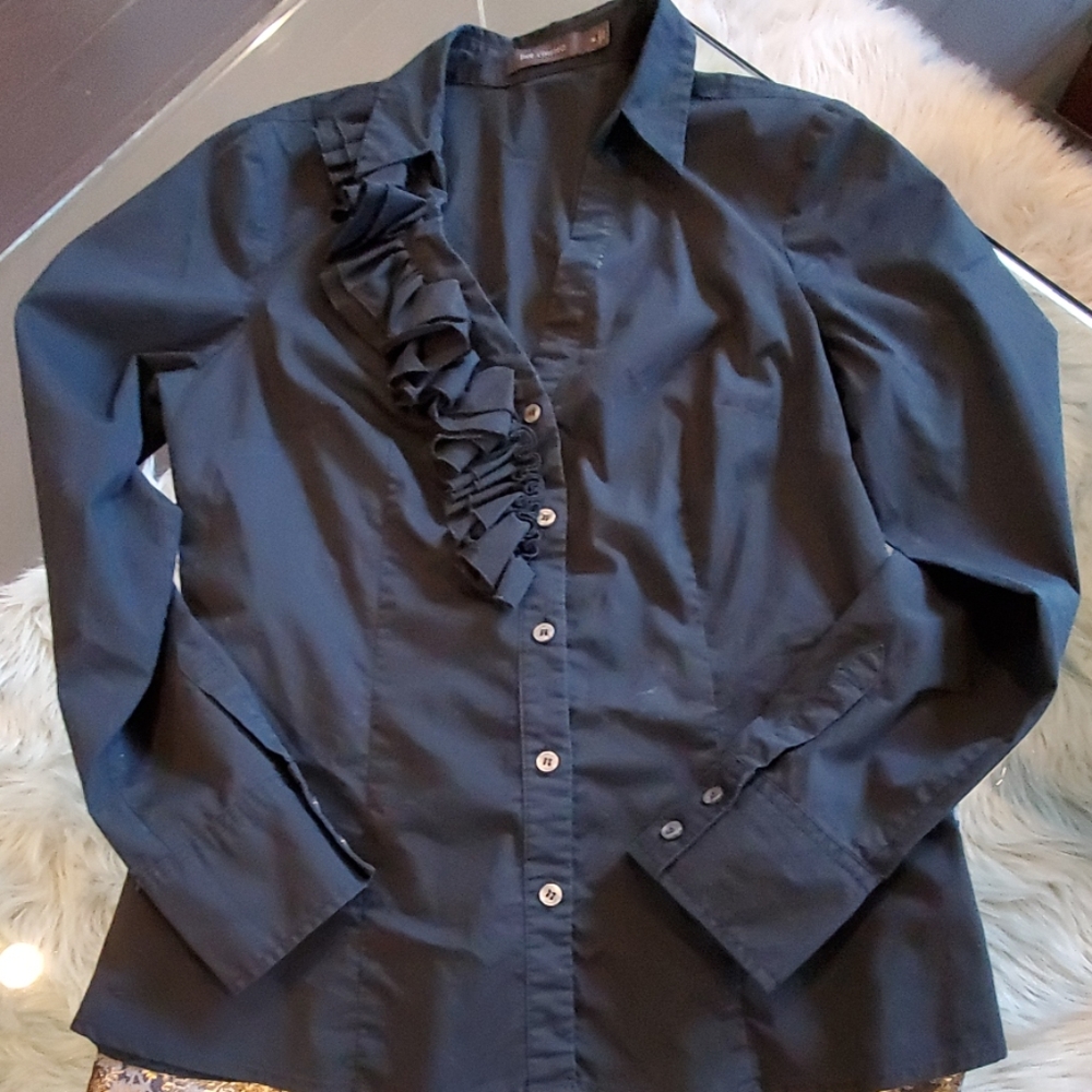 Black Ruffled Blouse - Picture 2 of 3
